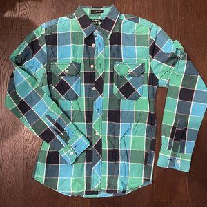Rue 21 Carbon Plaid Button Down Medium